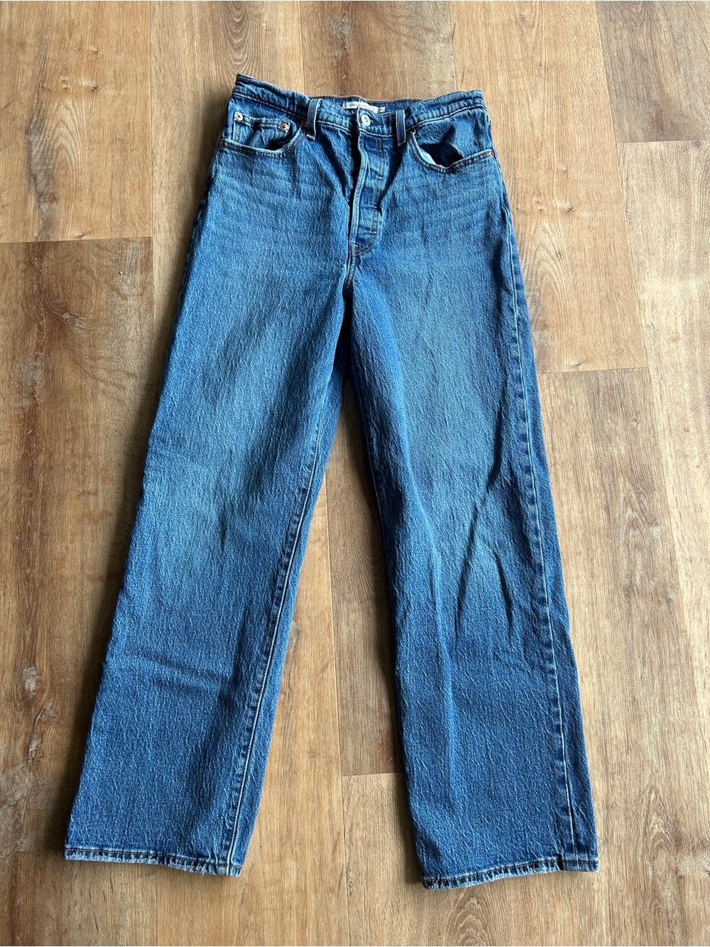 Levi's Big E Women's Ribcage Straight Button Medium Blue Jeans 29x30